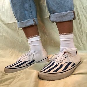 Blue & White Striped Vans